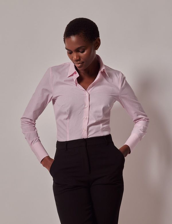 Executive White Pink Stripe Fitted Shirt