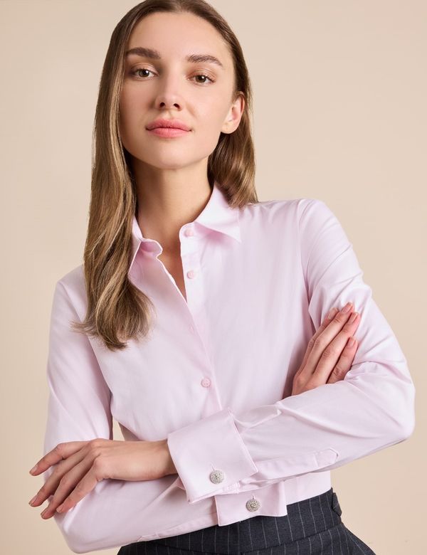 Women's New Pink Fitted Shirt - Double Cuff | Hawes & Curtis