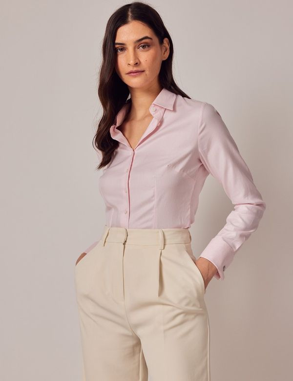 Twill Women's Executive Shirt with Double Cuffs in Light