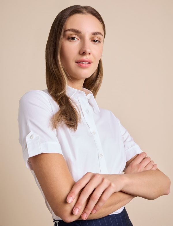 short sleeve dress shirt women Women's Cotton Basic Simple Stretch Button Down Tailored Blouse while the ZnO fabric provides a comfortable feel against the skin. Women's Coolibar Morningside Button Down