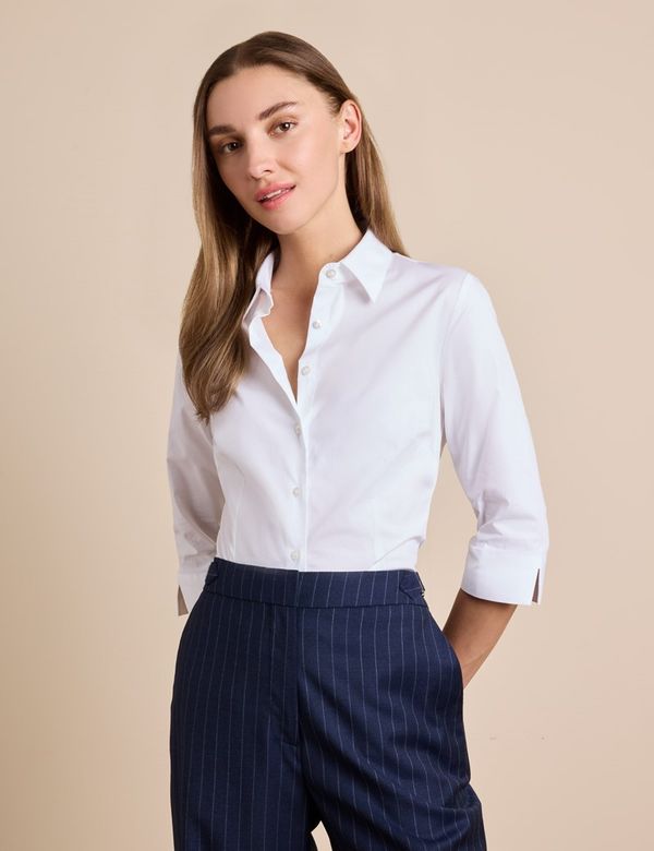 quarter sleeve dress shirts Women's Linen Cotton Guayabera Shirt Dress 3/4 Sleeve X-Large / AQUAMARINE