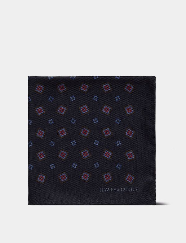 Navy & Red Medallion 1913 Pocket Square