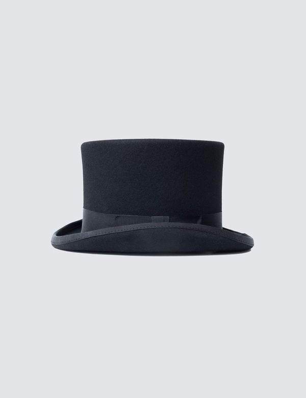 Christy's Brand Black Wool Felt Top Hat with Black Lining Hawes