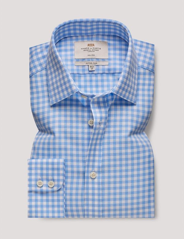 gingham slim fit dress shirt Perry Ellis Outlet Men's Slim Fit Button-Down Stretch Gingham Dress Shirt in Salmon-RT/orange, Size 18.0, Polyester/Spandex Long Sleeves main image 1