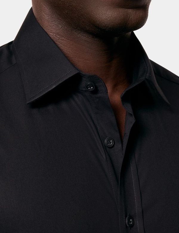 Men's Black Fitted Slim Stretch Shirt