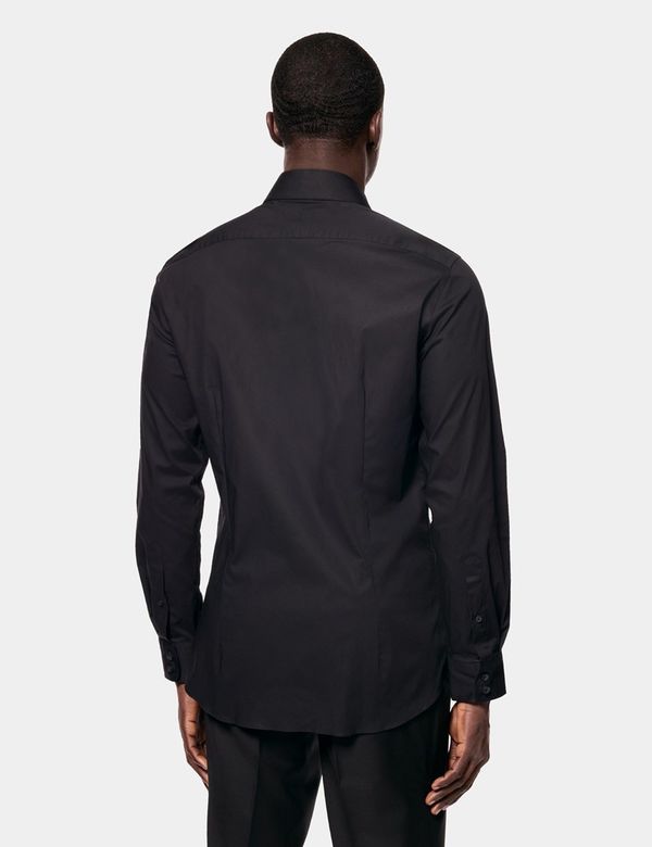 black fitted dress shirt Hawes & Curtis Slim | Cotton Stretch | Plain loop processing Machine wash prom season DION LEE cut out Size:EU 40