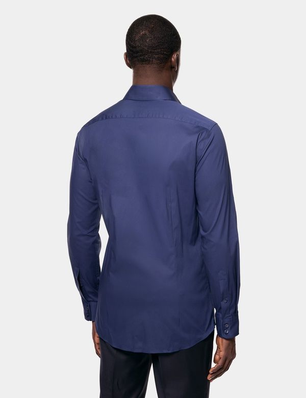 how should men's dress shoes fit Non-Iron Cotton Solid Dress Shirt With Contrast Trim main image 1
