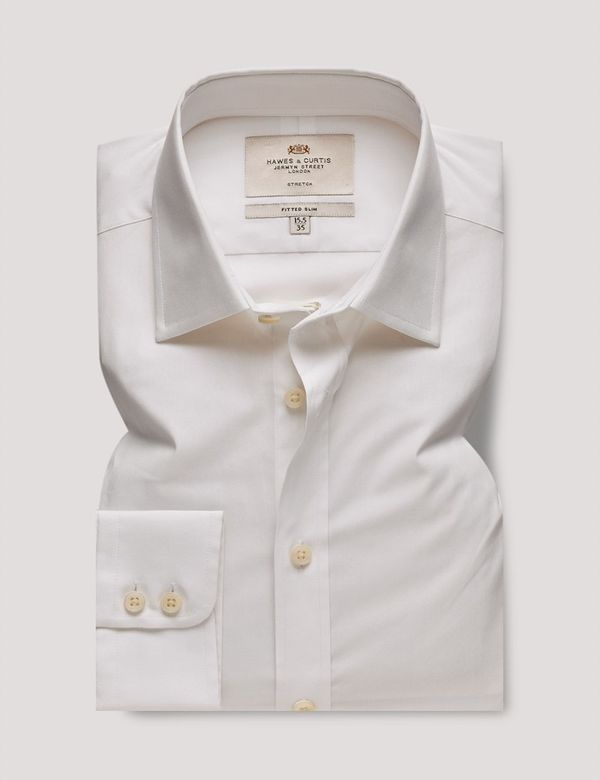 White Fitted Slim Stretch Shirt | Hawes and Curtis