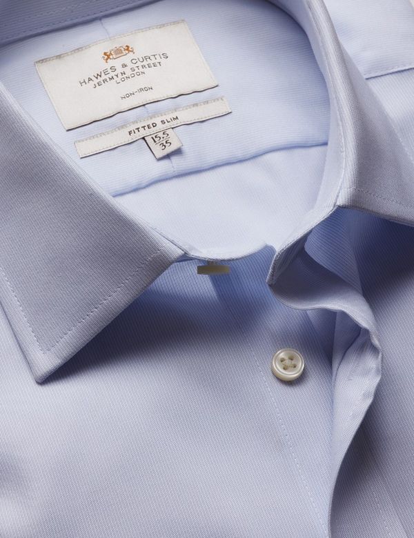Fitted Slim Blue & White Fine Stripe Non-Iron Shirt