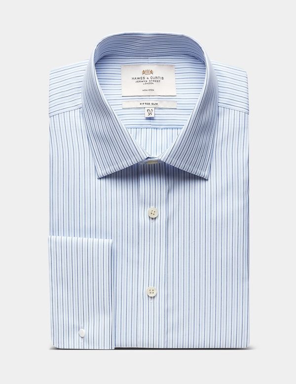 Men's Navy Blue Micro Print Slim Fit Shirt