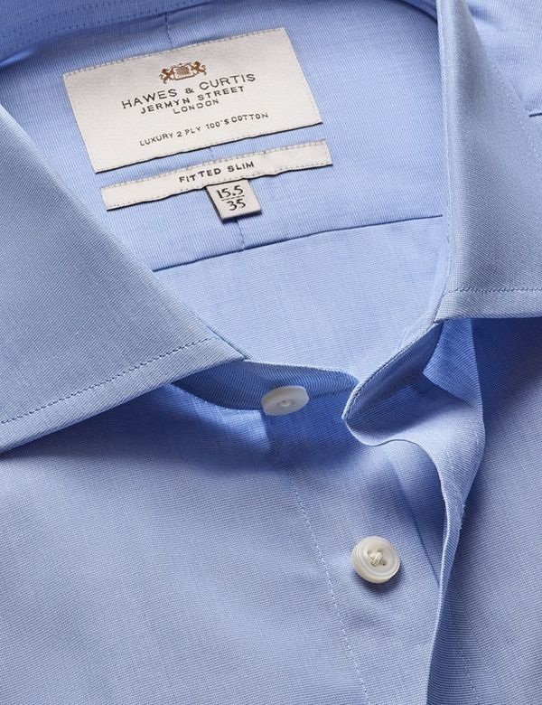 Fitted Slim Blue End on End Shirt