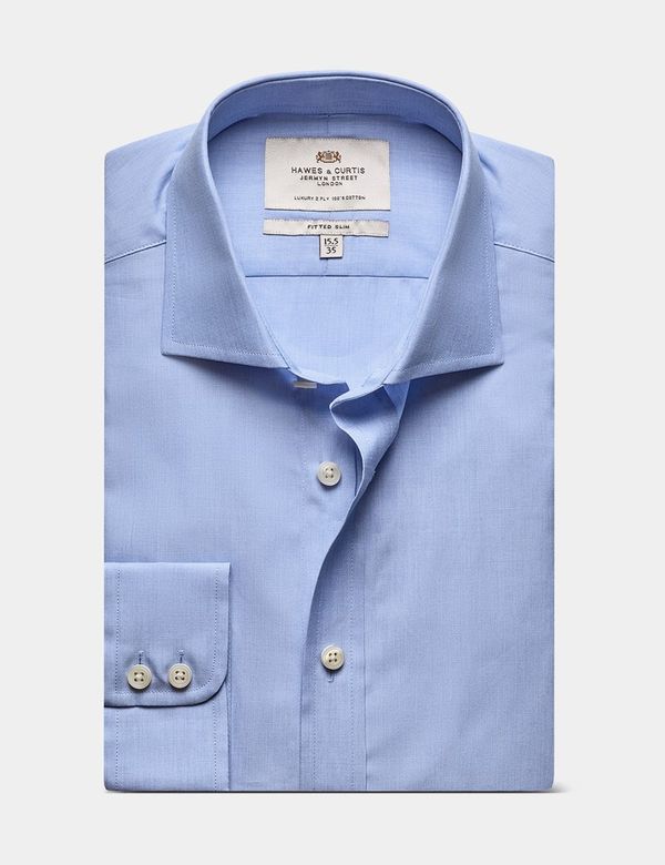 Printed Blue End on End Fabric with a Blue Floral Pattern Classic Custom Shirt