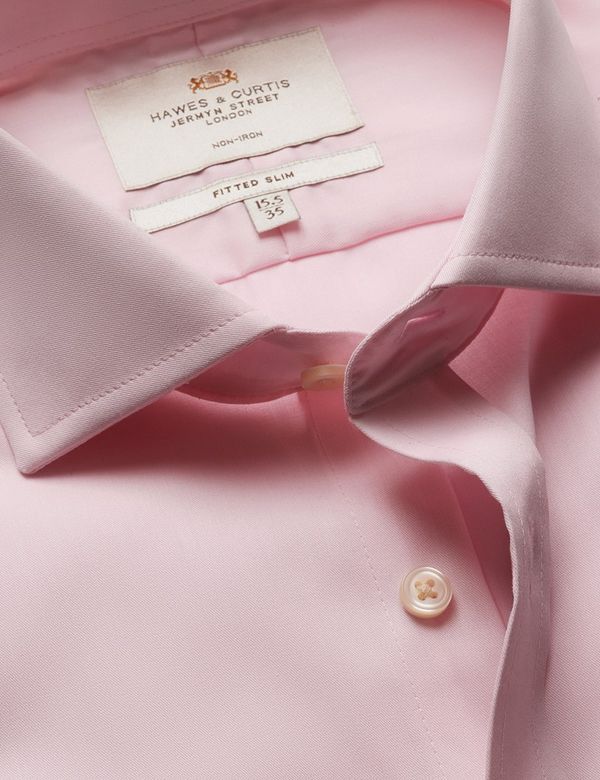 Fitted Slim Pink Twill Non-Iron Shirt