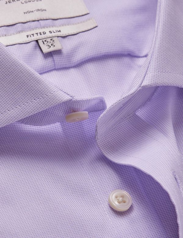 Fitted Slim Lilac & White Fabric Interest Non-Iron Shirt