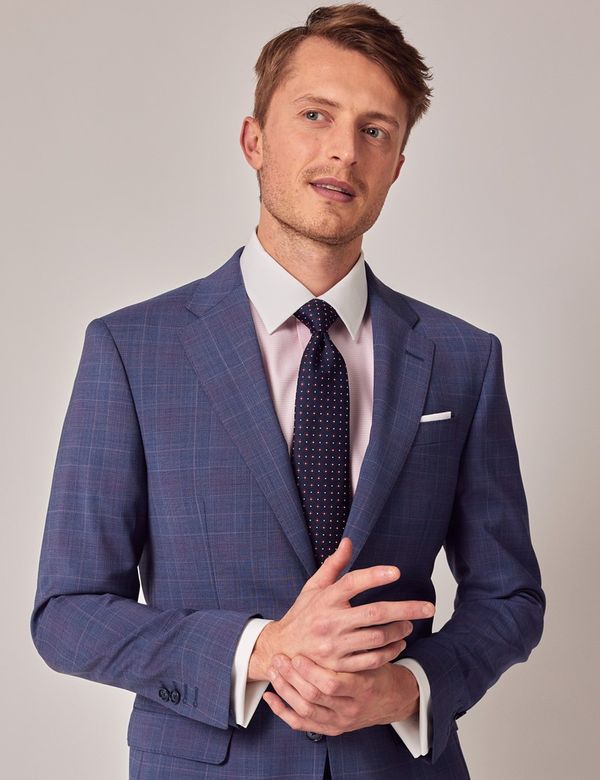Marineblauer Stretch Anzug Mit Braunen Prince Of Wa Produktbild-Vorschau 2