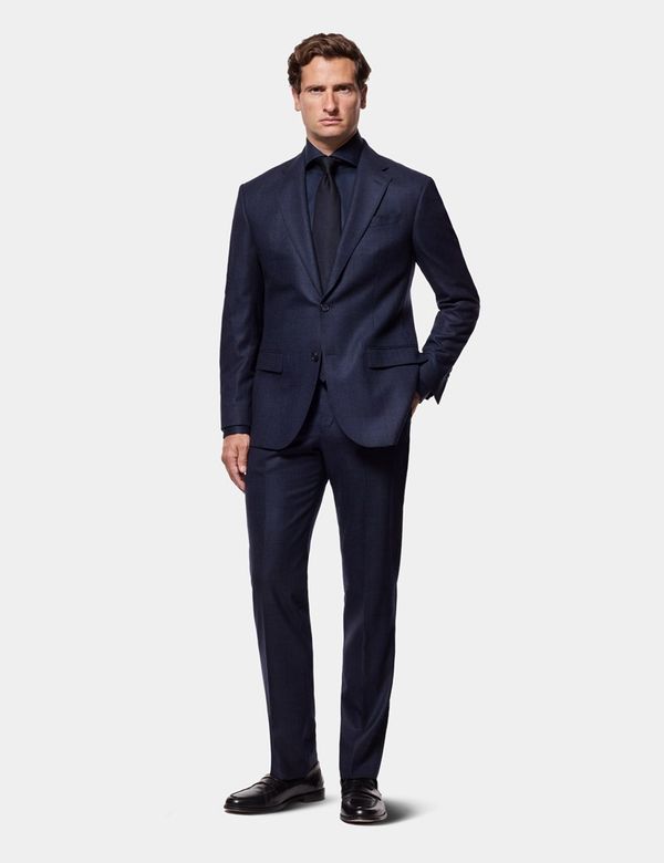 Men's Tailored Fit Dark Blue Check 1913 Suit | Hawes & Curtis