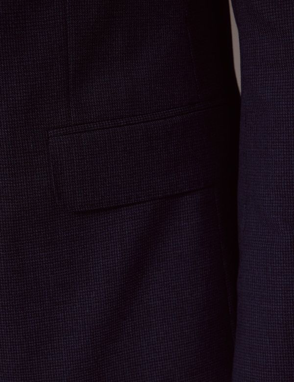 Men's Indigo Small Check Slim Suit Jacket | Hawes & Curtis