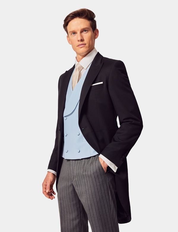 Men's Black Grey Italian Wool Morning Suit – 1913 Collection