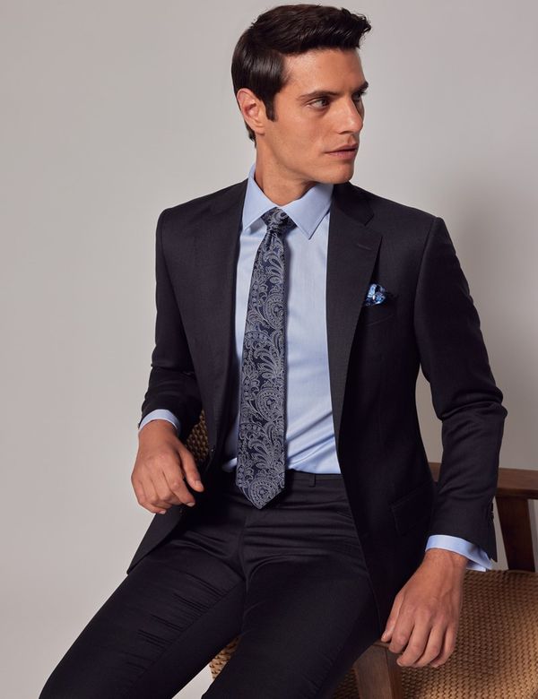 Men's Charcoal Twill Weave Italian Tailored Suit - 1913 Men's Charcoal Twill Weave Italian Tailored Suit - 1913