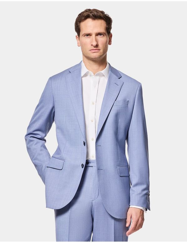 Men's Light Blue Tailored Fit Sharkskin Italian Suit Jacket - 1913 Collection | Hawes & Curtis Men's Light Blue Tailored Fit Sharkskin Italian Suit Jacket - 1913 Collection | Hawes & Curtis