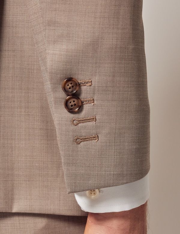 Men's Stone Tailored Fit Sharkskin Italian Suit Jacket