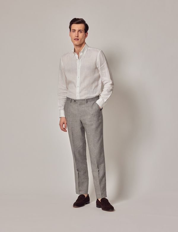 Grey Linen 2 Piece Tailored Suit | Hawes & Curtis