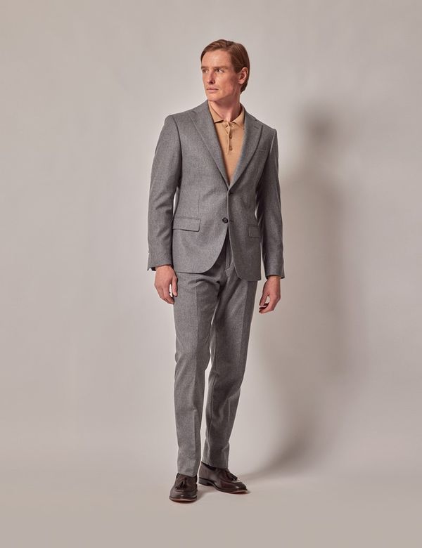 Men's Grey Slim Flannel Suit Jacket - 1913 Collection | Hawes & Curtis