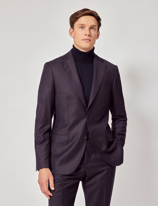 Men's Dark Purple Slim Flannel Suit Jacket 1913 Collection