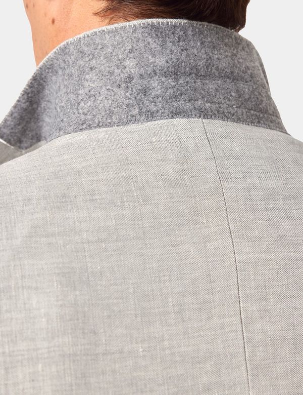 BELVEST Size 40 Grey White Pinstripe Wool Linen Single Breasted Suit main image 0