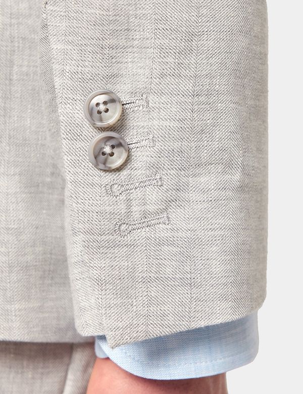 BELVEST Size 40 Grey White Pinstripe Wool Linen Single Breasted Suit main image 1