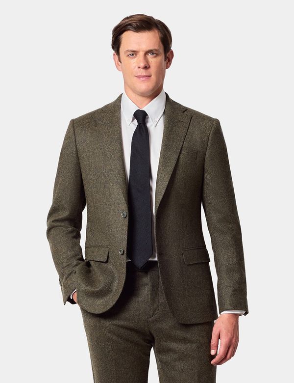 Slim Fit Green Herringbone 1913 Suit Jacket