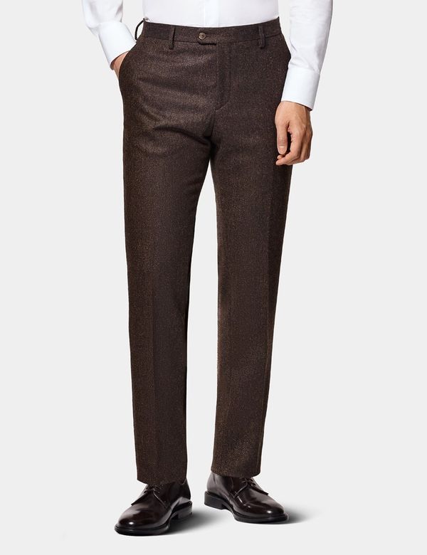 Men's Slim Fit Brown Herringbone 1913 Suit | Hawes and Curtis