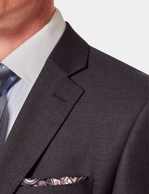 Men's Dark Charcoal Twill Tailored Fit Suit Jacket | Hawes