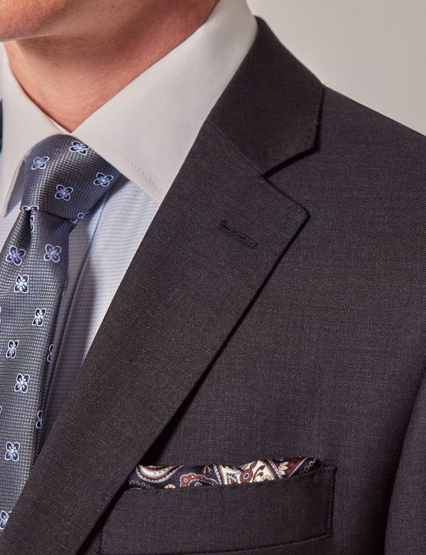 Men's Dark Charcoal Twill Weave Tailored Suit | Hawes & Curtis