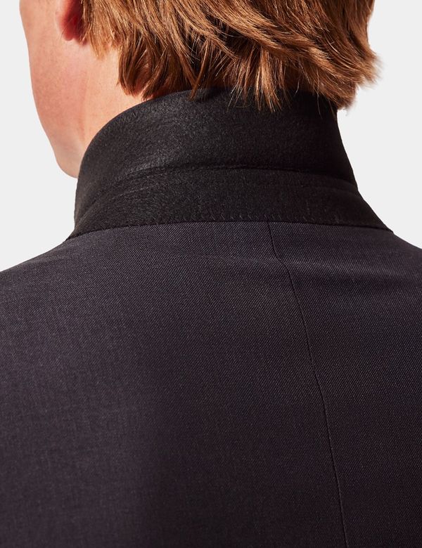 Men's Dark Charcoal Twill Weave Tailored Suit | Hawes & Curtis