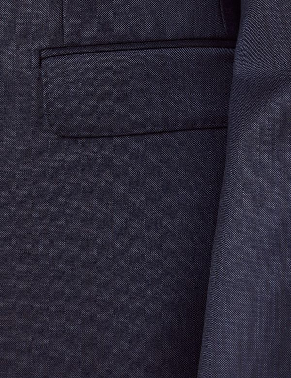 Men's Designer Vested Wool Modern Fit Sharkskin Suit in Navy Blue main image 1