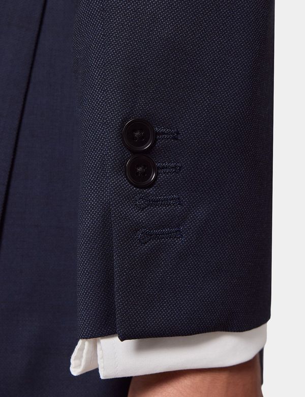 Men's Navy Birdseye Wool Tailored Fit Suit | Hawes & Curtis