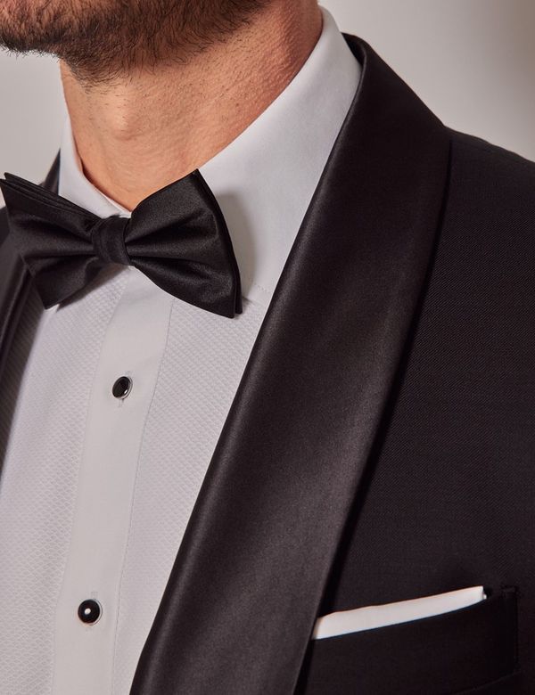 One Button Notched Shawl Collar 100% Poly Black Dinner Jacket