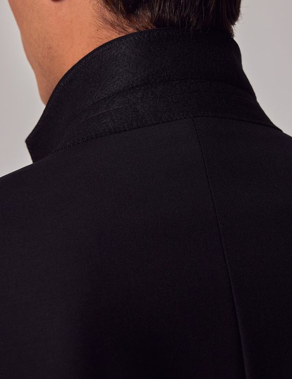 Men's Black Twill Wool Classic Fit Suit Jacket | Hawes & Curtis