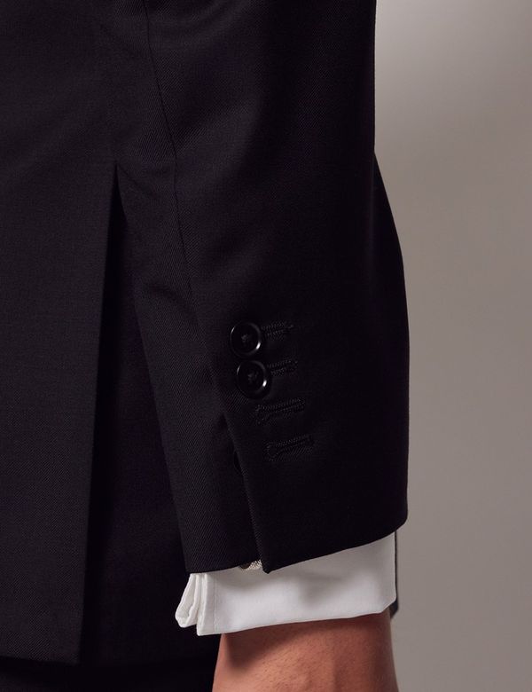 Men's Black Twill Wool Classic Fit Suit Jacket | Hawes & Curtis