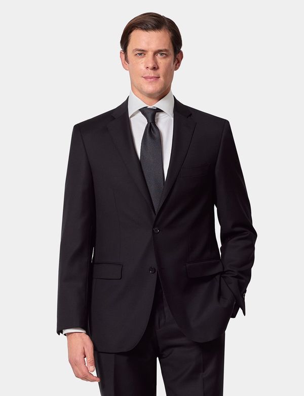 Hawes & Curtis Classic Fit Black Twill Suit Jacket | Wool | Plain | Men's