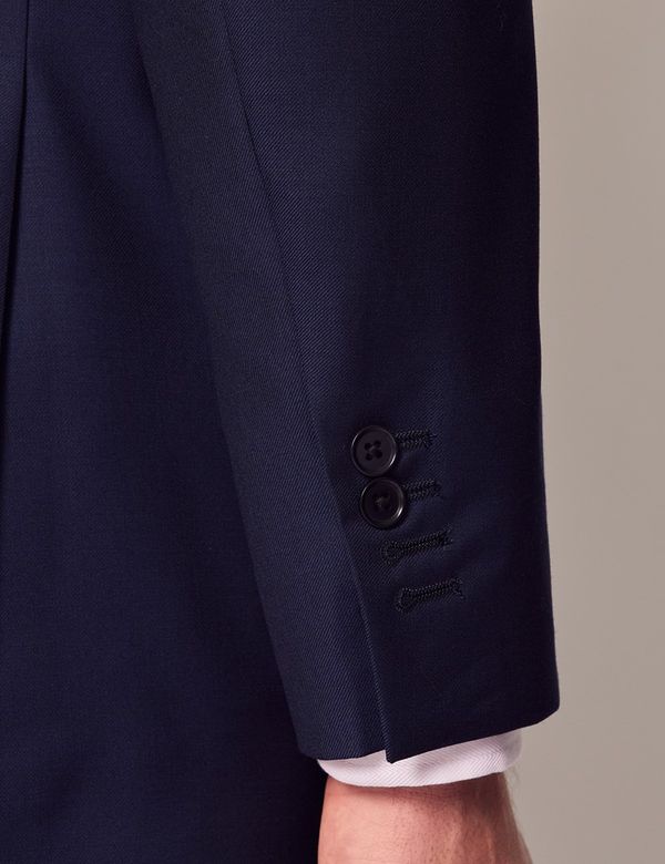 Men's Dark Blue Twill Wool Classic Fit Suit Jacket