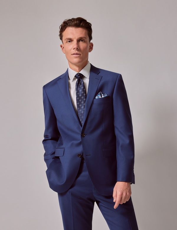 Men's Royal Blue Twill Wool Classic Fit Suit Jacket | Hawes Men's Royal Blue Twill Wool Classic Fit Suit Jacket | Hawes