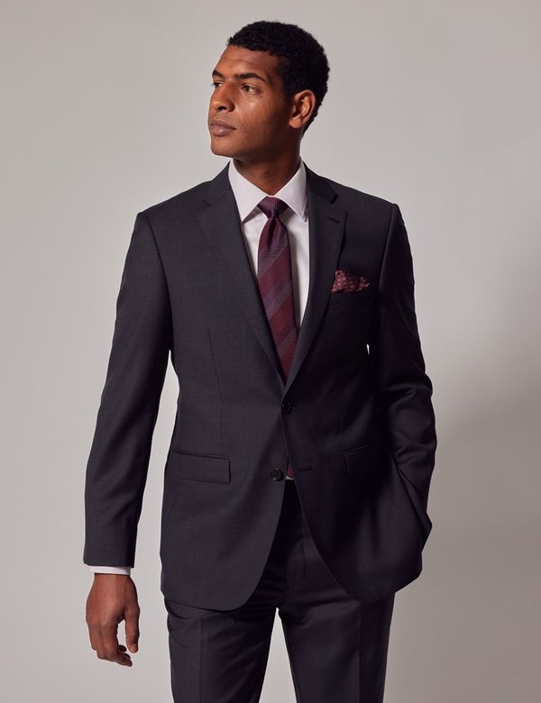 Men's Charcoal Chalk Stripe Double Breasted Slim Suit Jacket