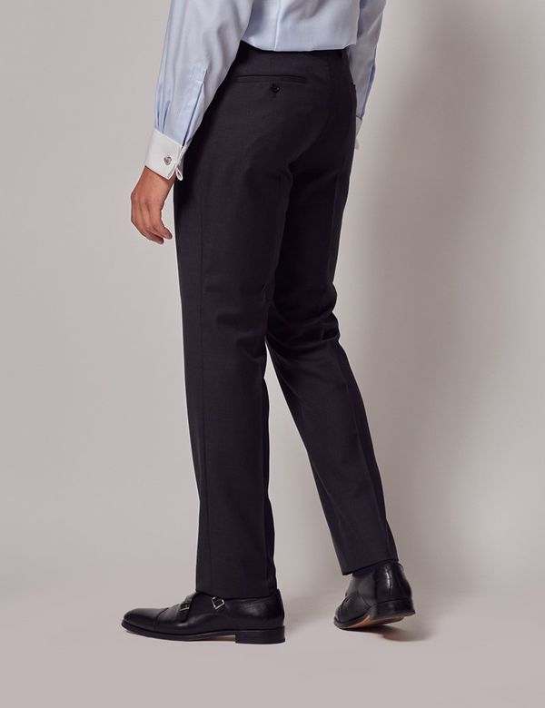 Men's Dark Charcoal Grey Twill Weave Double Breasted Slim
