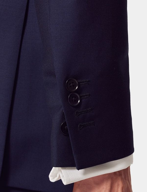 Men's Dark Blue Twill Slim Suit Jacket