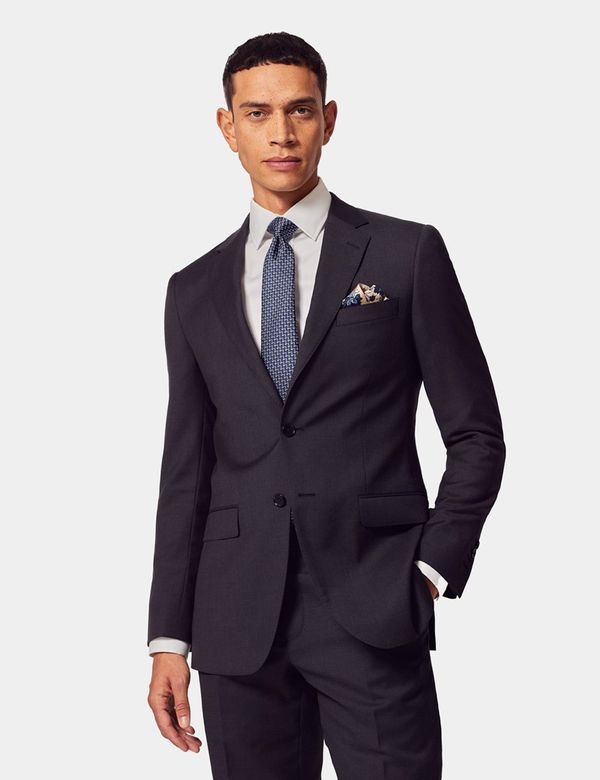 Slim Fit Dark Charcoal Twill Suit Jacket
