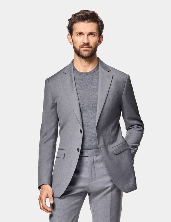 Men's Mid Grey Twill Slim Fit Suit Jacket | Hawes & Curtis
