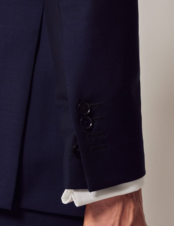 Men's Dark Blue Twill Wool Slim Fit Suit