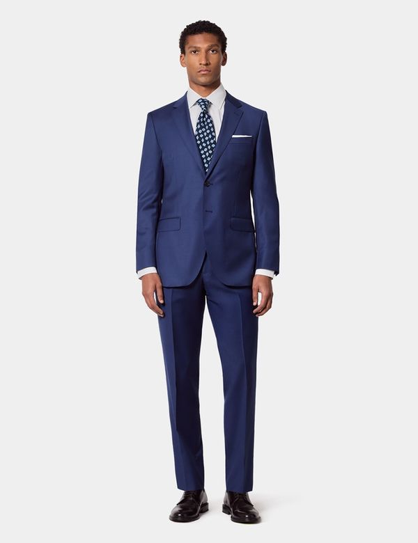 Men's Royal Blue Twill Wool Slim Fit Suit Hawes Curtis